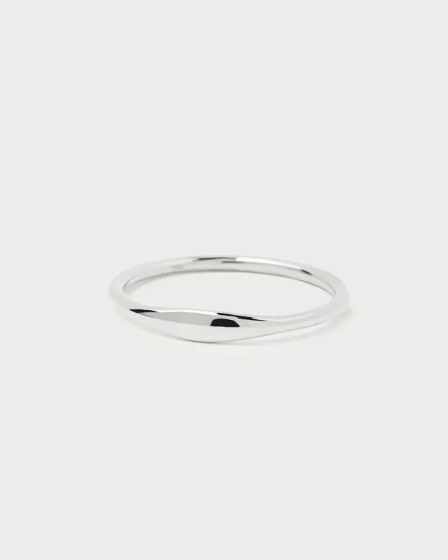 PDPAOLA Wave bague or blanc 18 carats