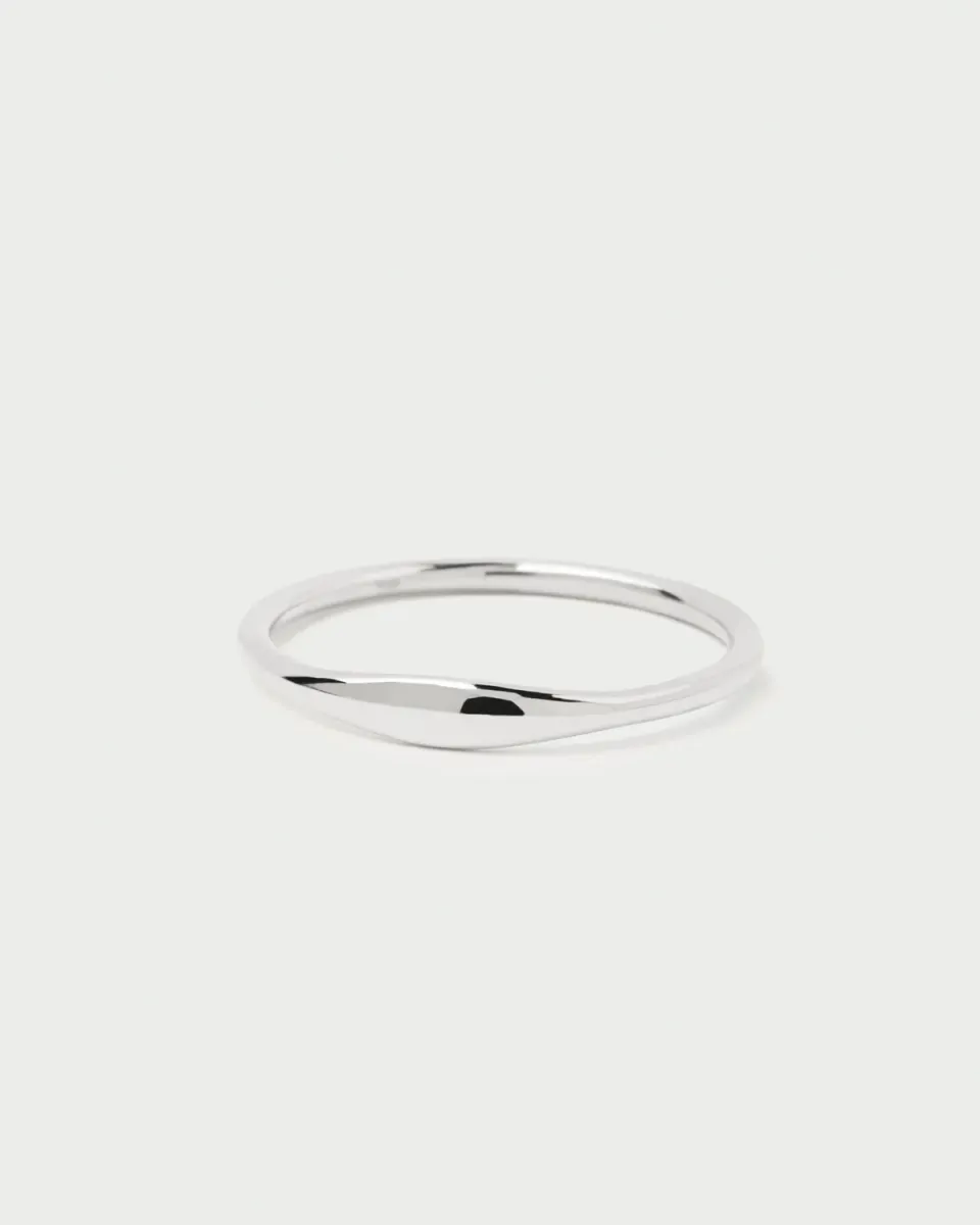 PDPAOLA Wave bague or blanc 18 carats