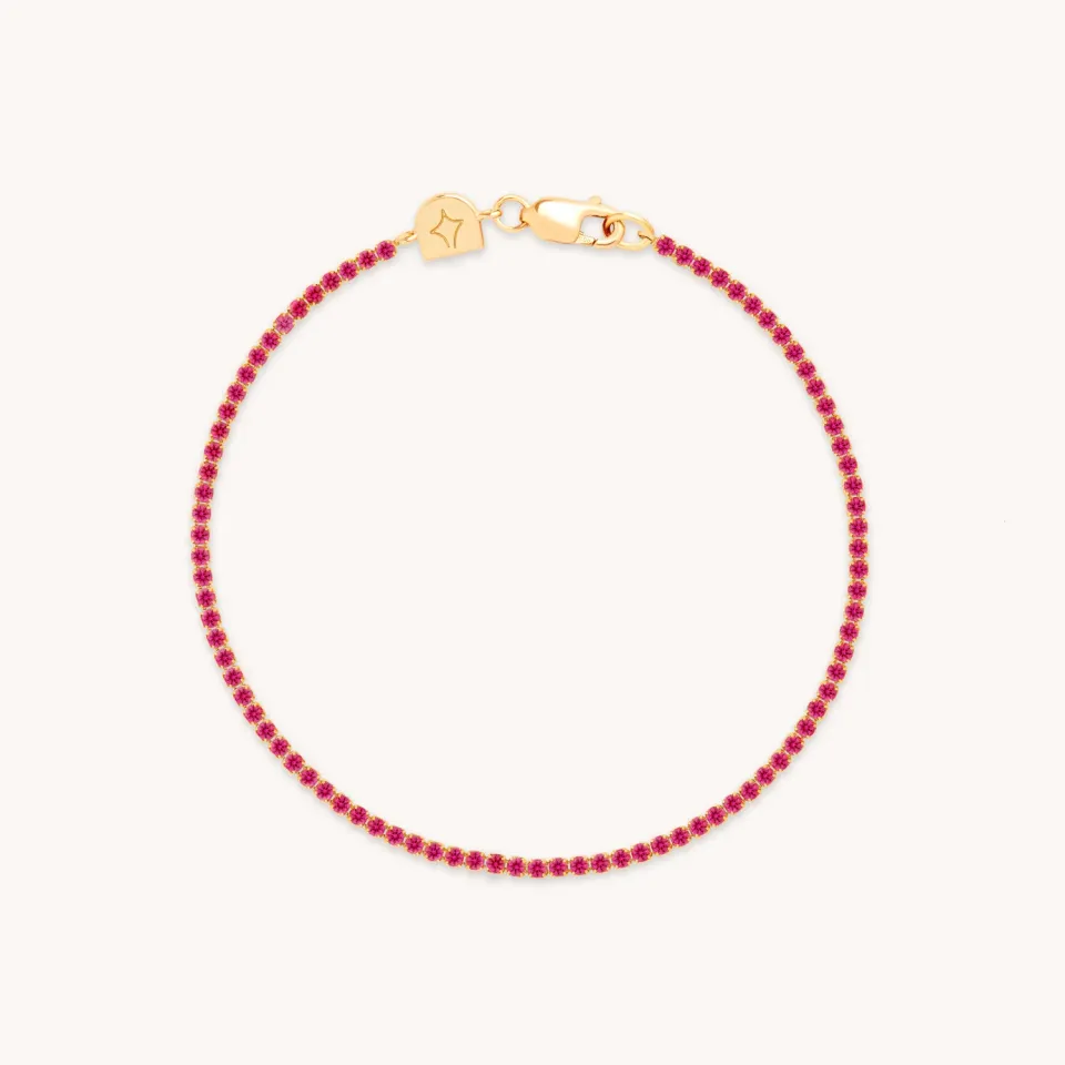 Astrid & Miyu Pink Tennis Chain bracelet or pierres roses