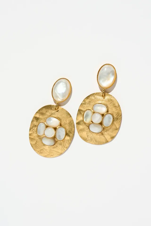 Philippe Ferrandis Camelia Byzance boucles d'oreilles nacre percées