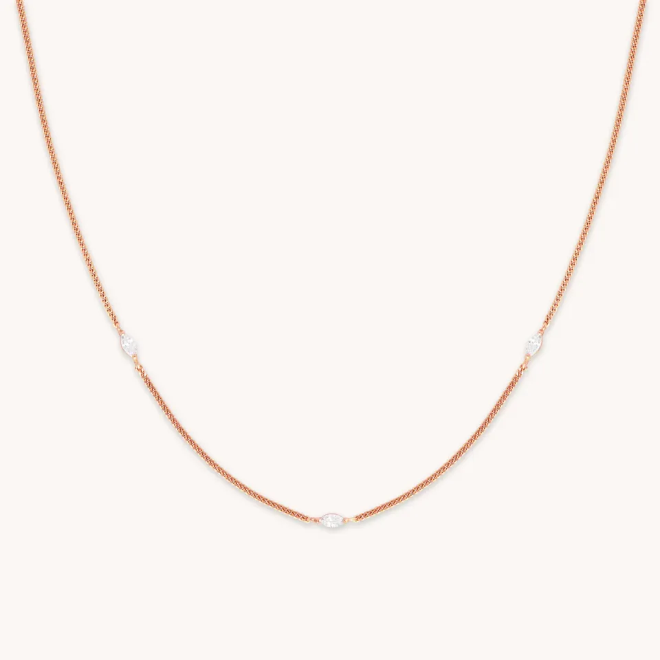 Astrid & Miyu Navette Crystal collier or rose