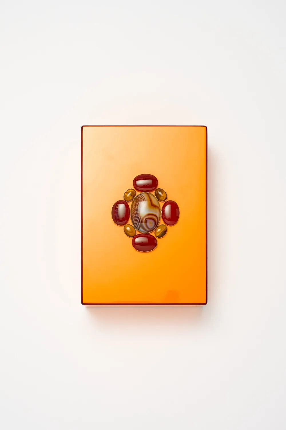 Philippe Ferrandis boîte bois laqué orange agate unique