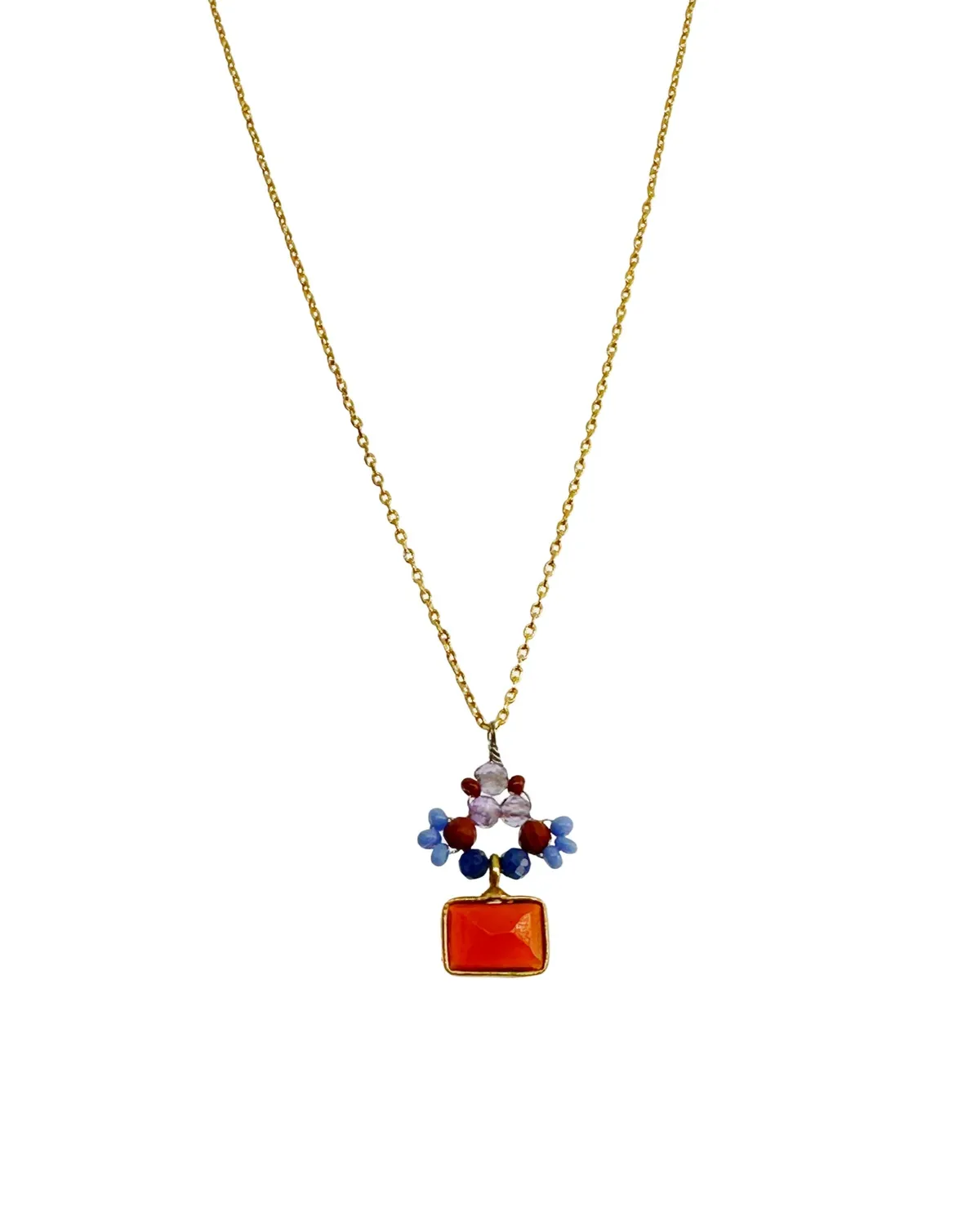 Le Fourbi de Capucine P46 collier jaspe améthyste cornaline