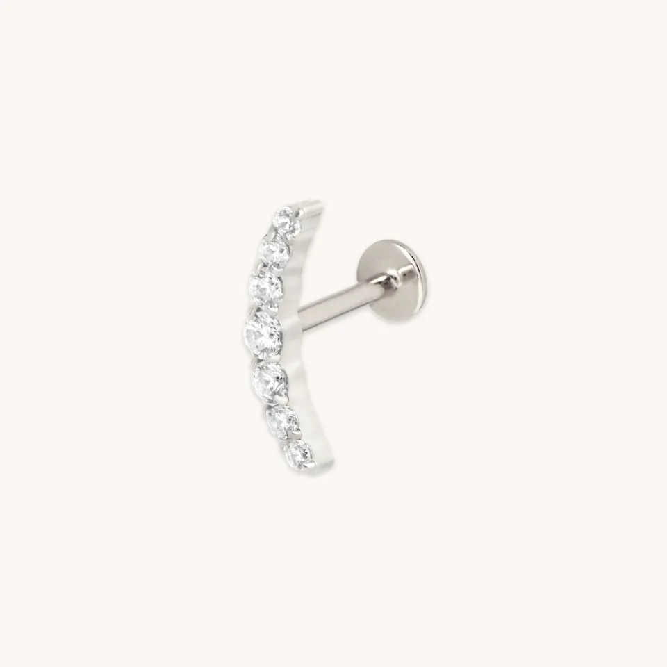 Astrid & Miyu Curved Crystal Titanium stud platine