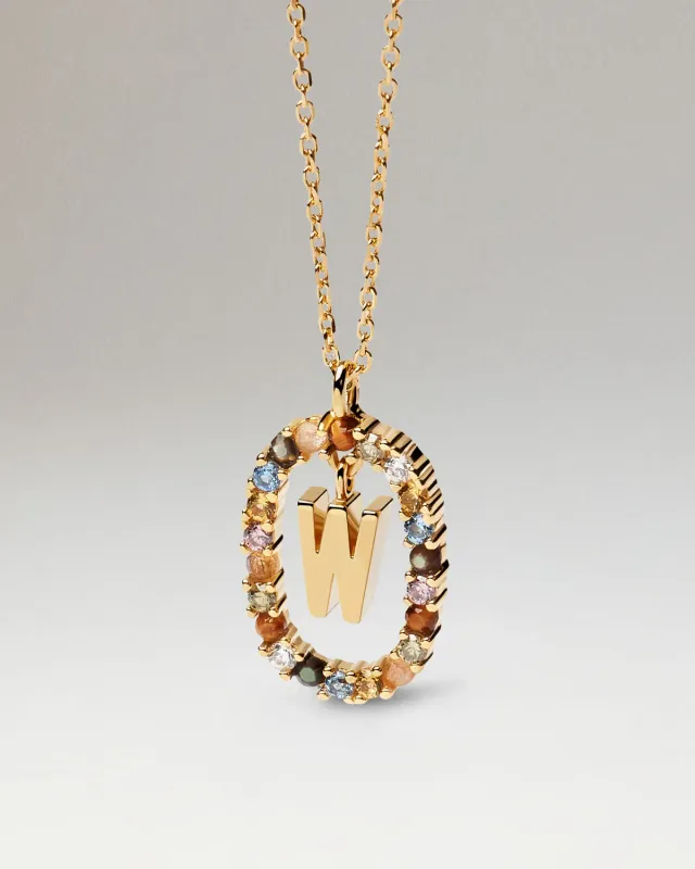 PDPAOLA Letters collier lettre W plaqué or zirconia
