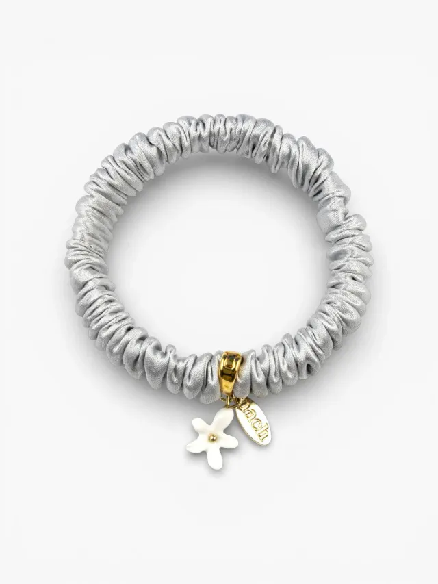 Nach Bijoux Bracelet chouchou gris soie jasmin porcelaine
