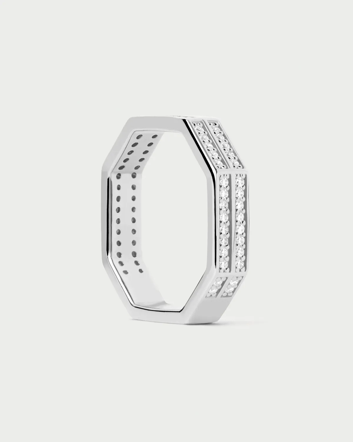 PDPAOLA Olympia bague argent zirconia blanche taille 8-18