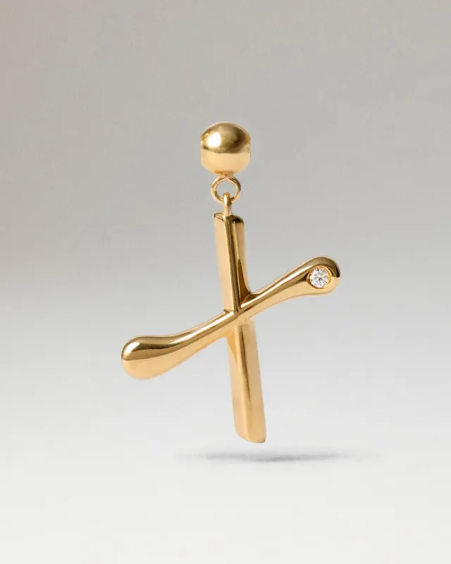 PDPAOLA Initial X charm doré 18 mm zirconia blanche
