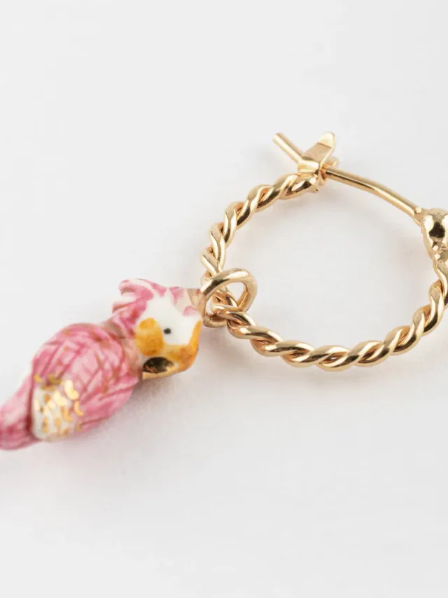 Nach Bijoux mini créole cacatoès rose boucle 1,5 cm