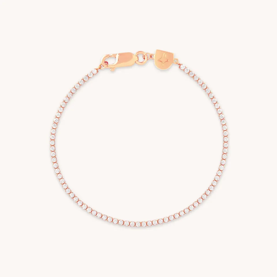Astrid & Miyu Tennis bracelet rivière or rose zircon