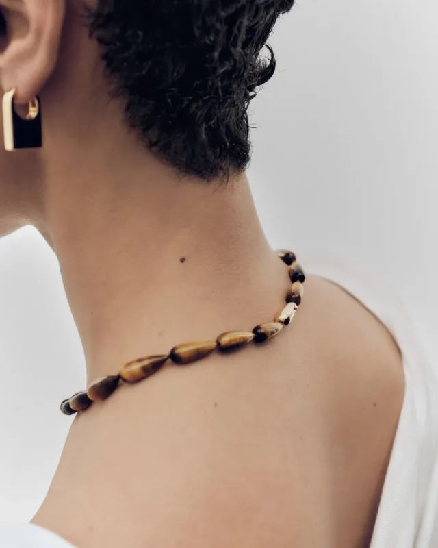 PDPAOLA Grid collier goutte œil de tigre
