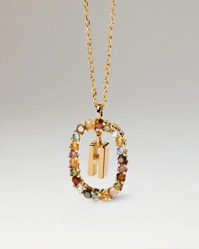 PDPAOLA Letters collier lettre H plaqué or zirconia