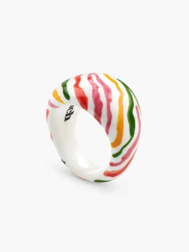 Nach Bijoux Crazy Tiger bague porcelaine peinte main S M L