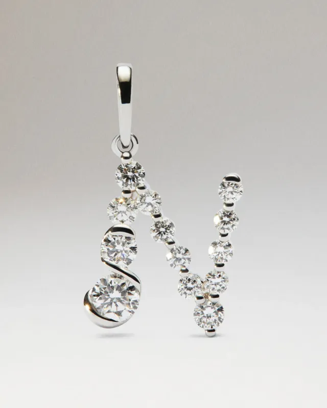 PDPAOLA Initiale N pendentif or blanc diamants
