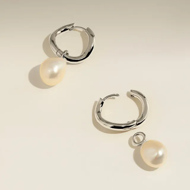 Astrid & Miyu Serenity Pearl créoles perle argenté