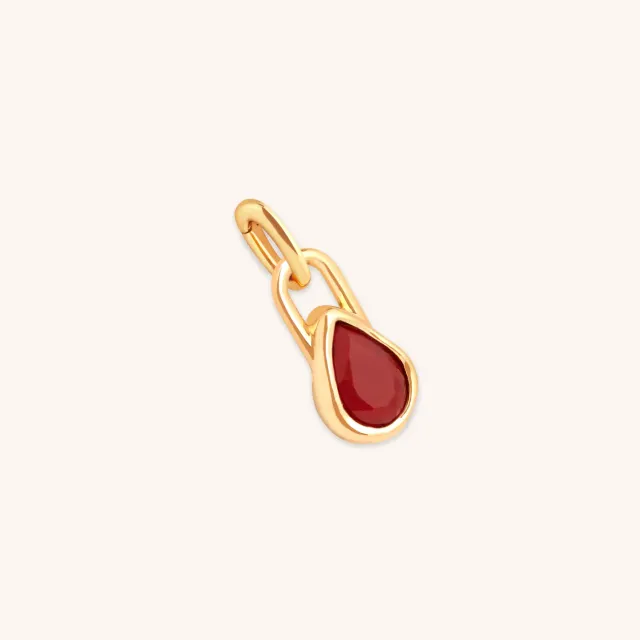 Astrid & Miyu July breloque clip cornaline rouge doré