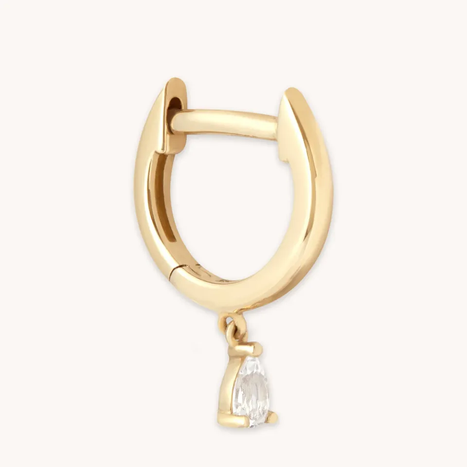 Astrid & Miyu Teardrop Charm créole piercing or massif
