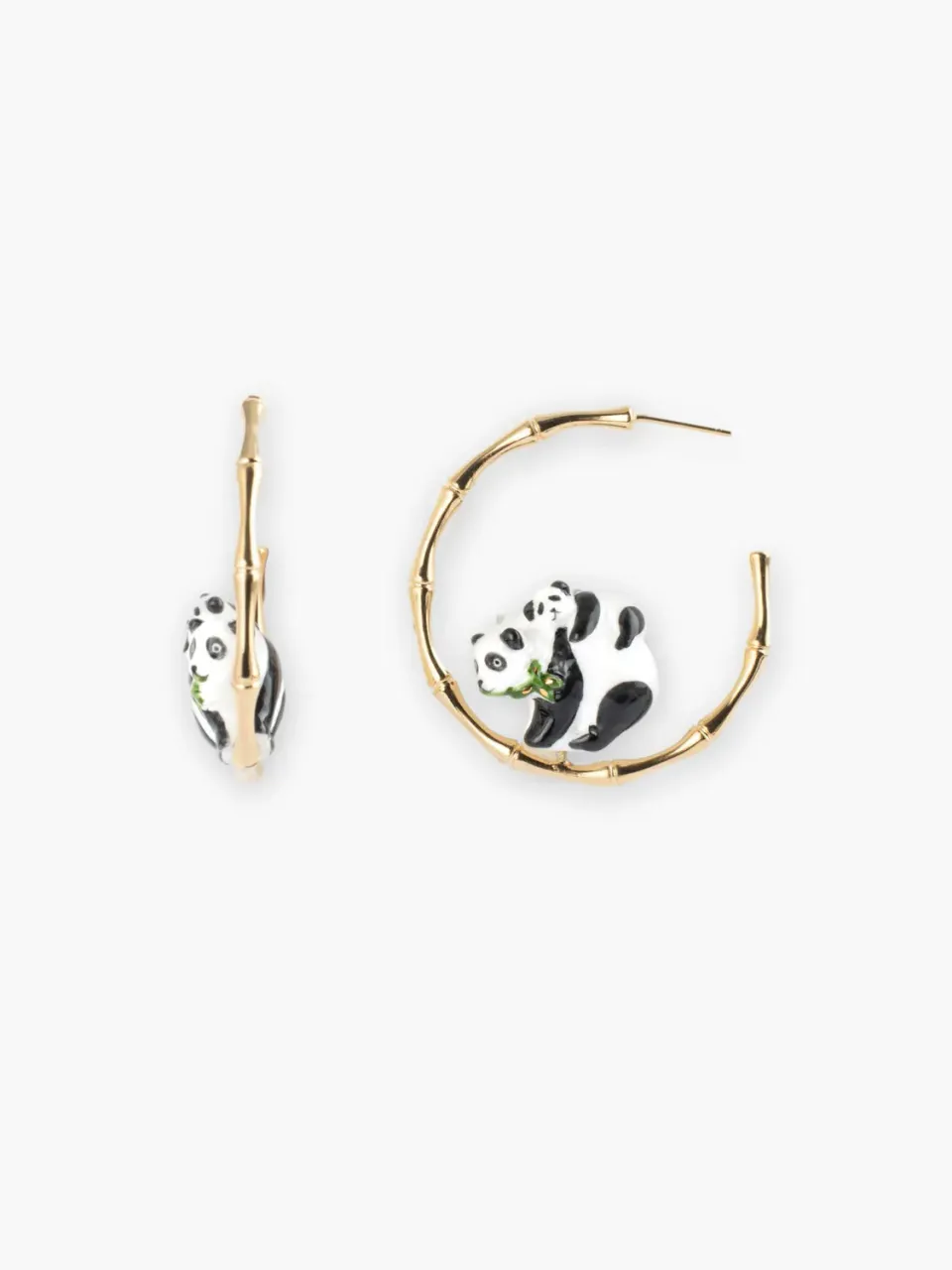 Nach Bijoux Créoles Bambou Pandas boucles doreilles porcelaine