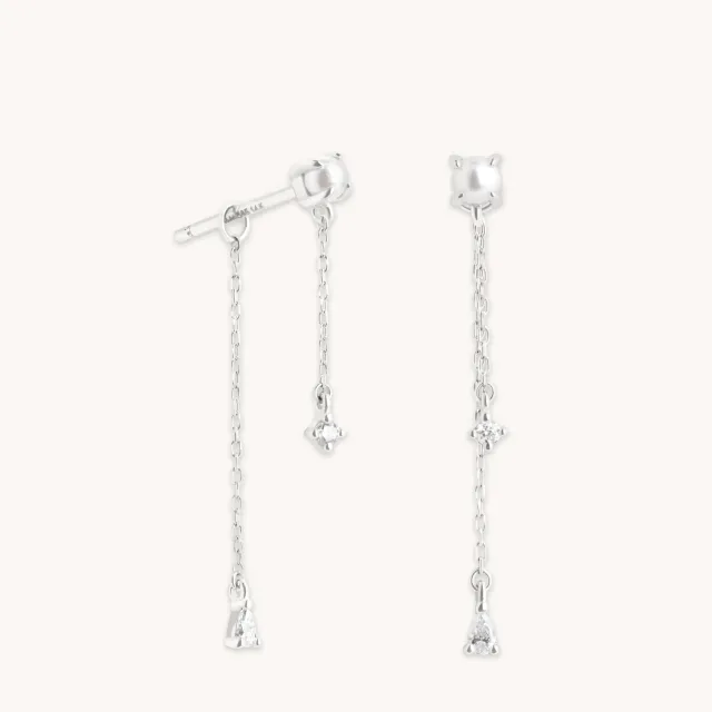Astrid & Miyu Diamond & Pearl clous chaîne or blanc