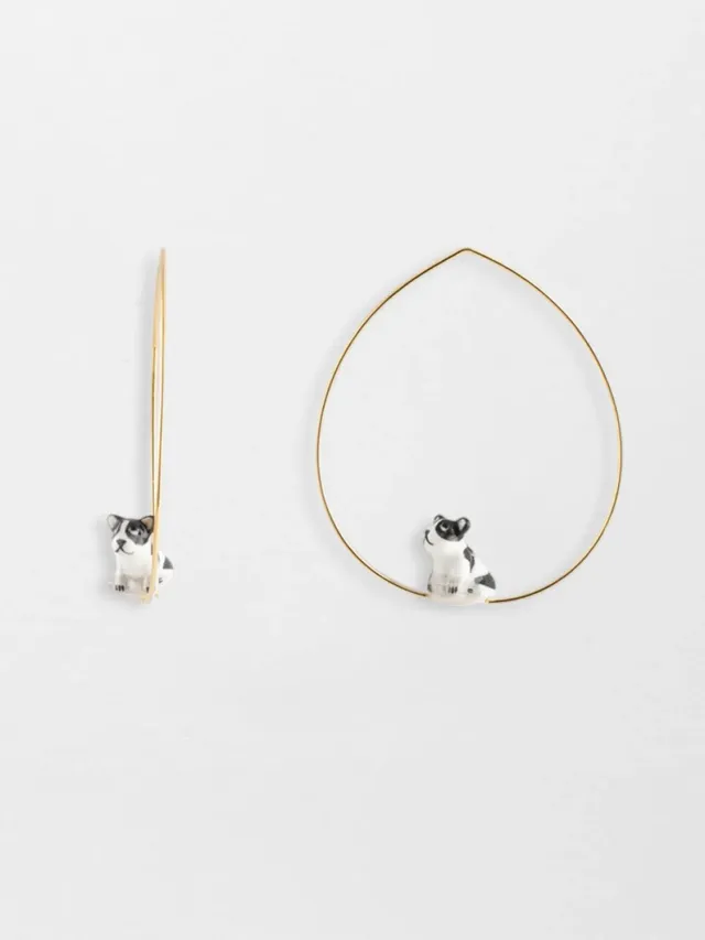 Nach Bijoux bouledogue français moyennes créoles noires 4 cm