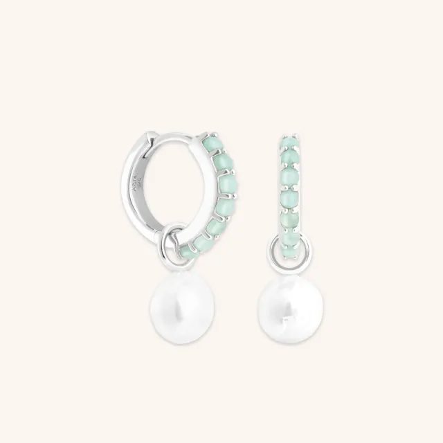 Astrid & Miyu Aqua & Pearl Charm créoles argent perle
