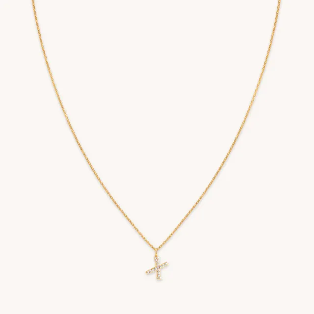 Astrid & Miyu collier X Initial Pavé plaqué or