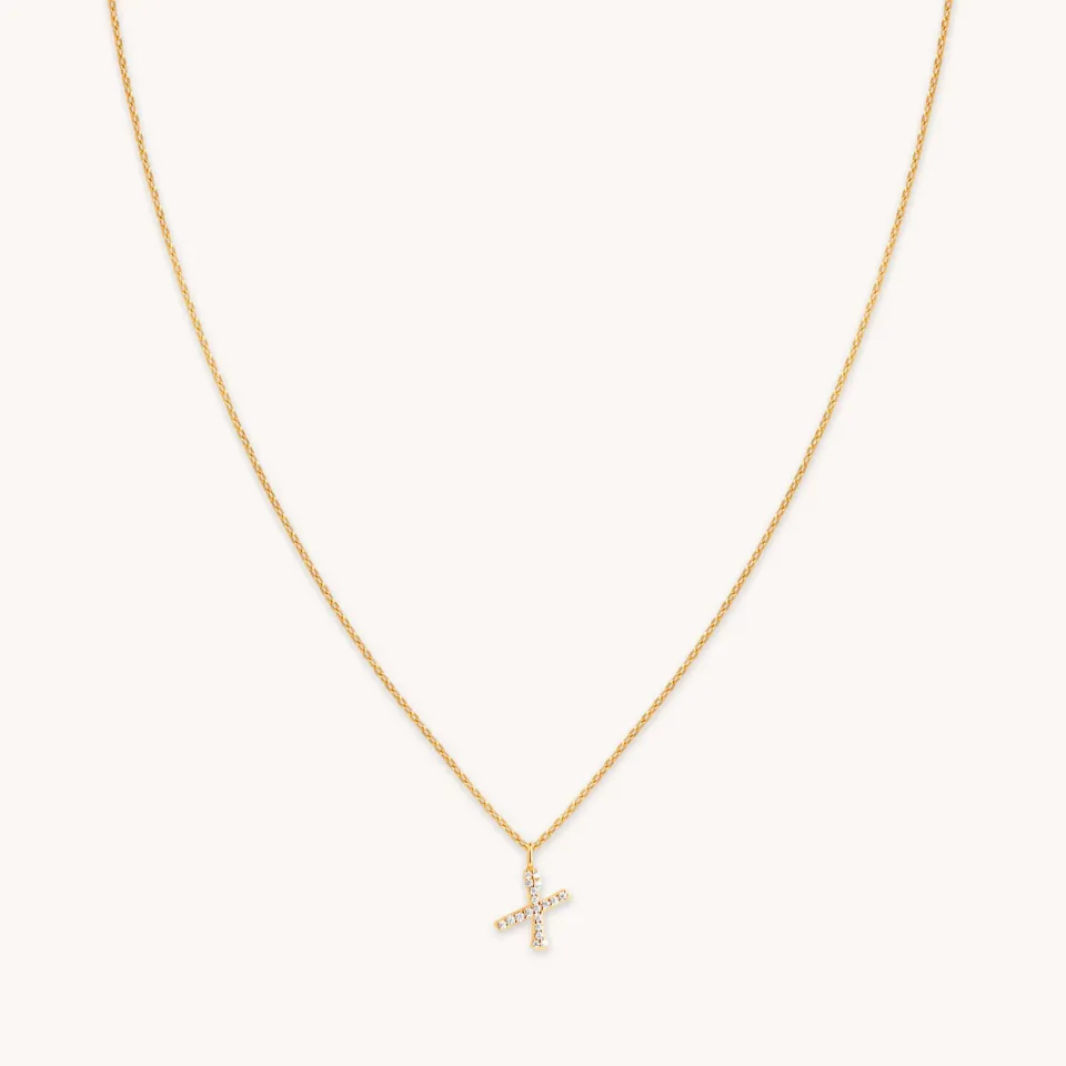 Astrid & Miyu collier X Initial Pavé plaqué or