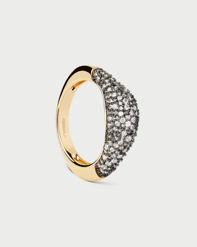 PDPAOLA Duna Pavé bague dorée zirconia blanche