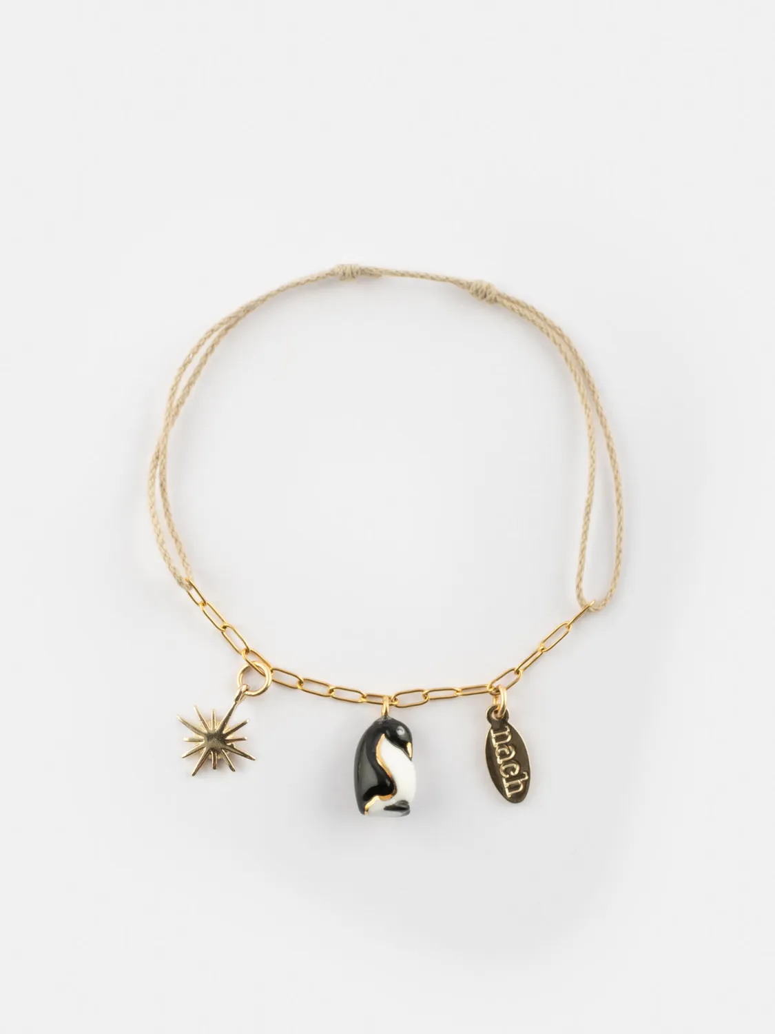 Nach Arctique bracelet pingouin porcelaine doré réglable