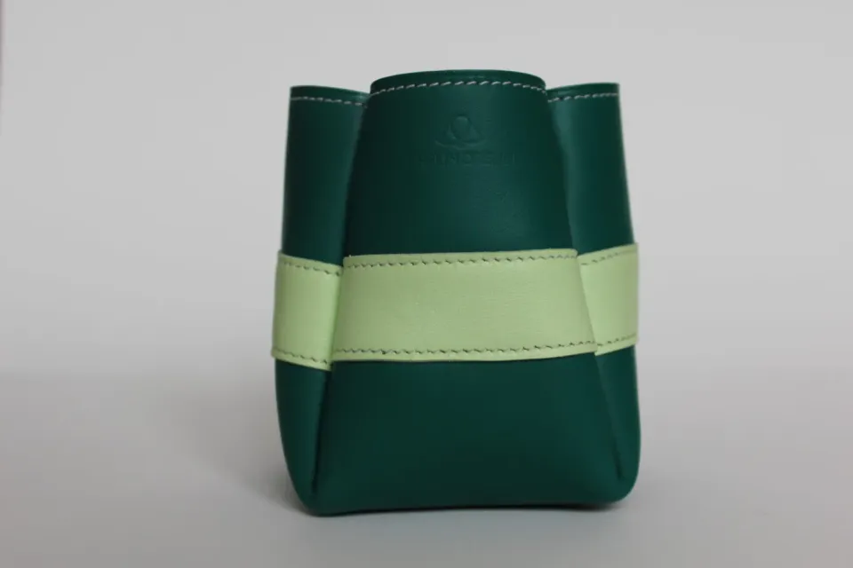 DRELIN Pot à crayons cuir verts artisanal