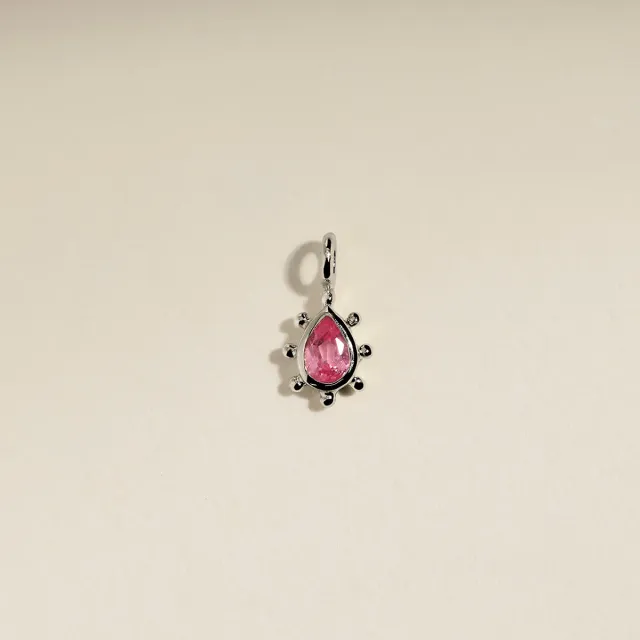 Astrid & Miyu Pink Sapphire Beaded Charm breloque or blanc saphir rose