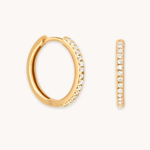 Astrid & Miyu Essential Crystal Medium Hoops créoles or