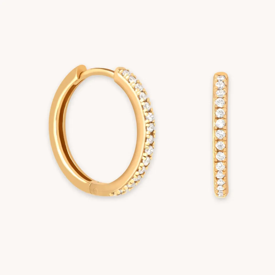 Astrid & Miyu Essential Crystal Medium Hoops créoles or