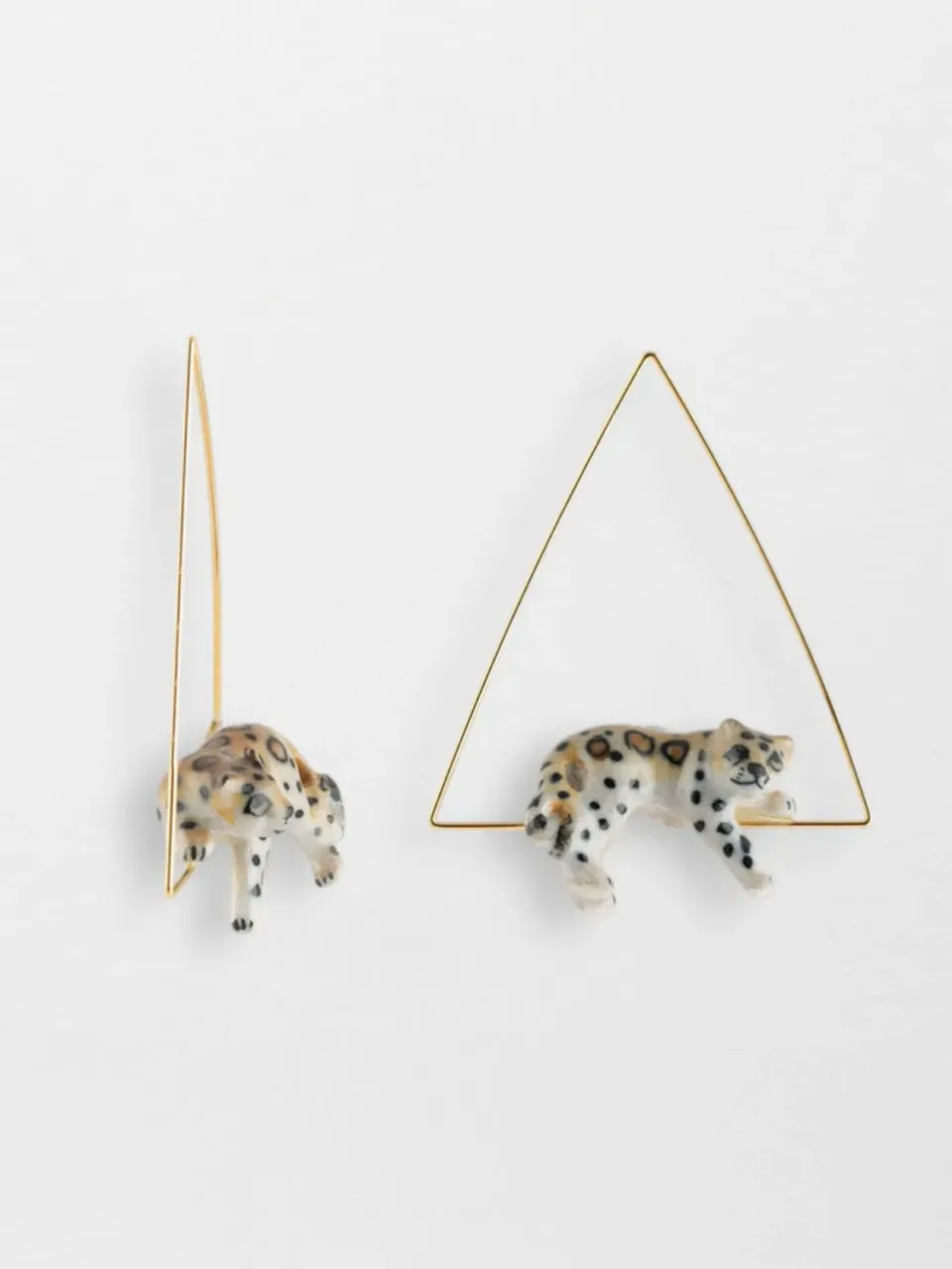 Nach Bijoux créoles triangle léopard porcelaine noire