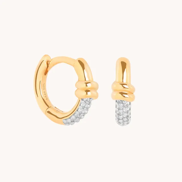 Astrid & Miyu Pavé Knot mini créoles doré noeud pavé