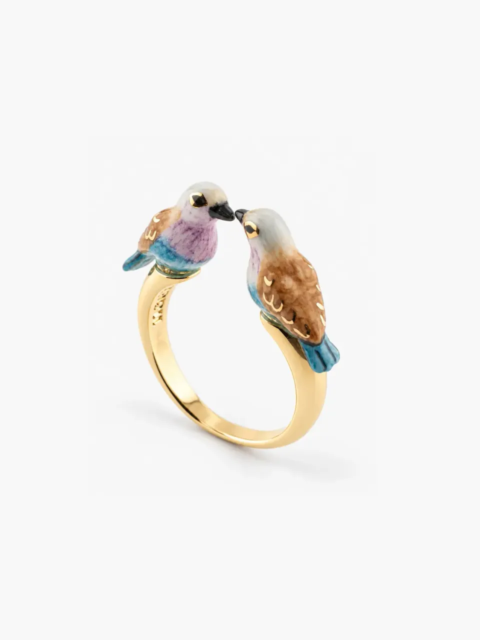 Nach Bijoux Rollier bague FaceToFace oiseau feuille d'or