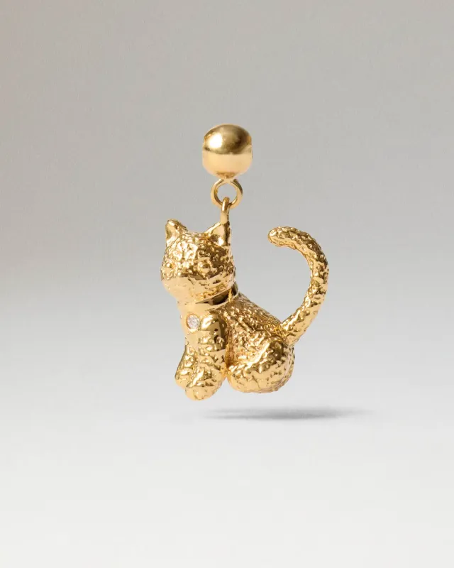 PDPAOLA Cat charm doré zircone blanche