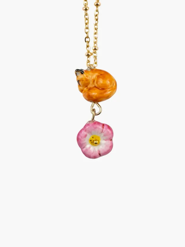 Nach Bijoux collier renard endormi rose céleste