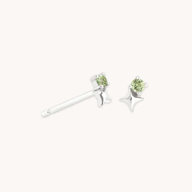 Astrid & Miyu August Peridot boucles d'oreilles or blanc massif