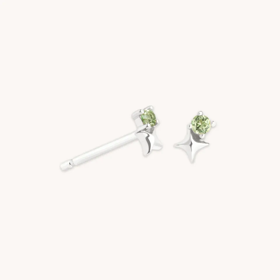 Astrid & Miyu August Peridot boucles d'oreilles or blanc massif