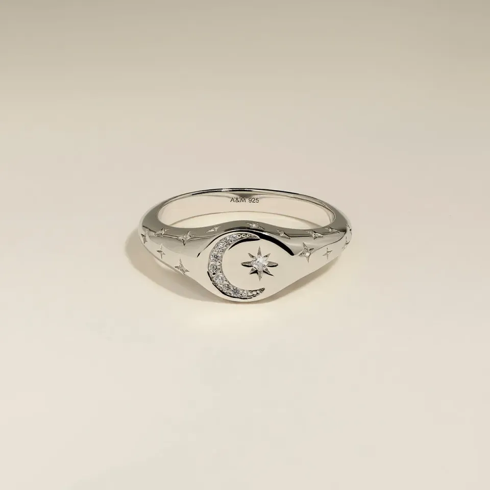 Astrid & Miyu Cosmic Signet Ring bague argentée