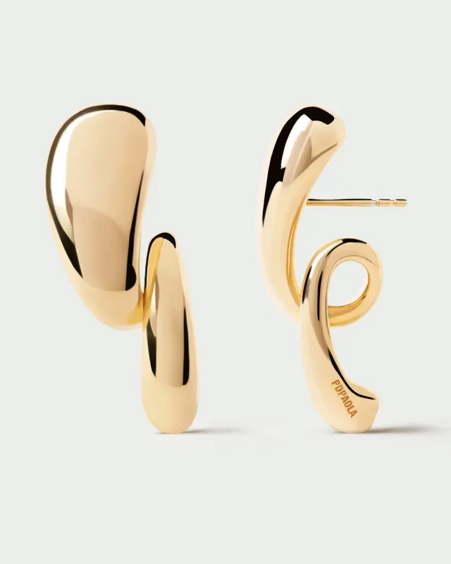 PDPAOLA Orbit boucles d’oreilles dorées statement
