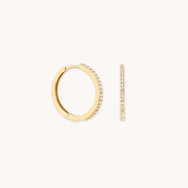 Astrid & Miyu White Topaz Pavé Hoops créoles or topaze