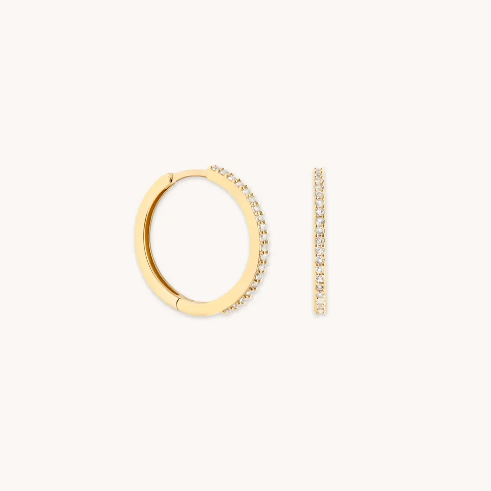 Astrid & Miyu White Topaz Pavé Hoops créoles or topaze