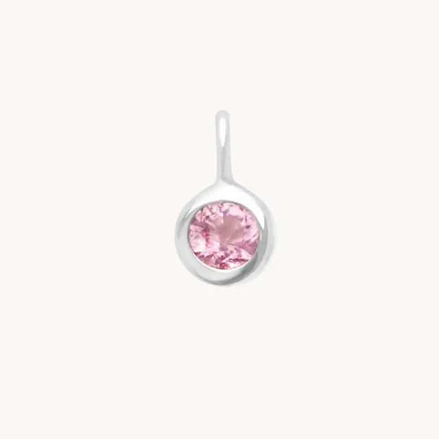 Astrid & Miyu Pink Tourmaline charm tourmaline or blanc 9ct