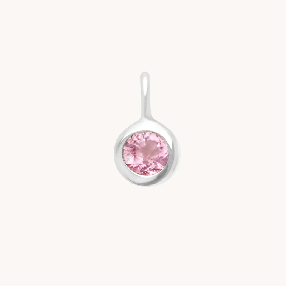 Astrid & Miyu Pink Tourmaline charm tourmaline or blanc 9ct