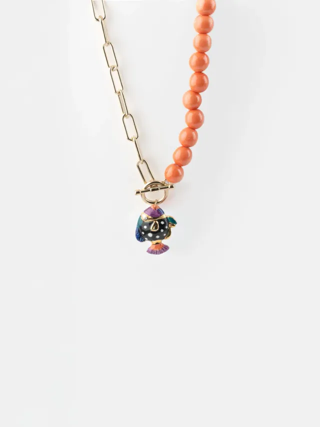 Nach Bijoux Poisson tacheté collier perles porcelaine