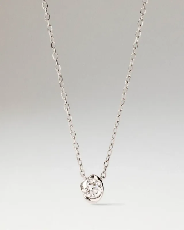 PDPAOLA Delia collier solitaire diamant or blanc 18 carats