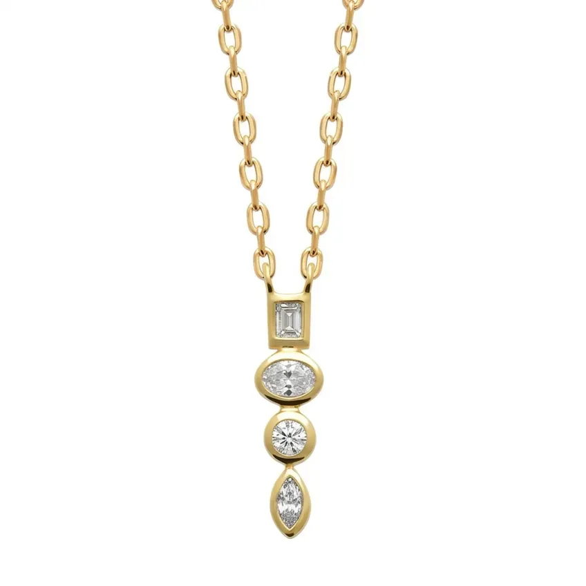 Nao de Paris 4 Lumières collier plaqué or zirconiums