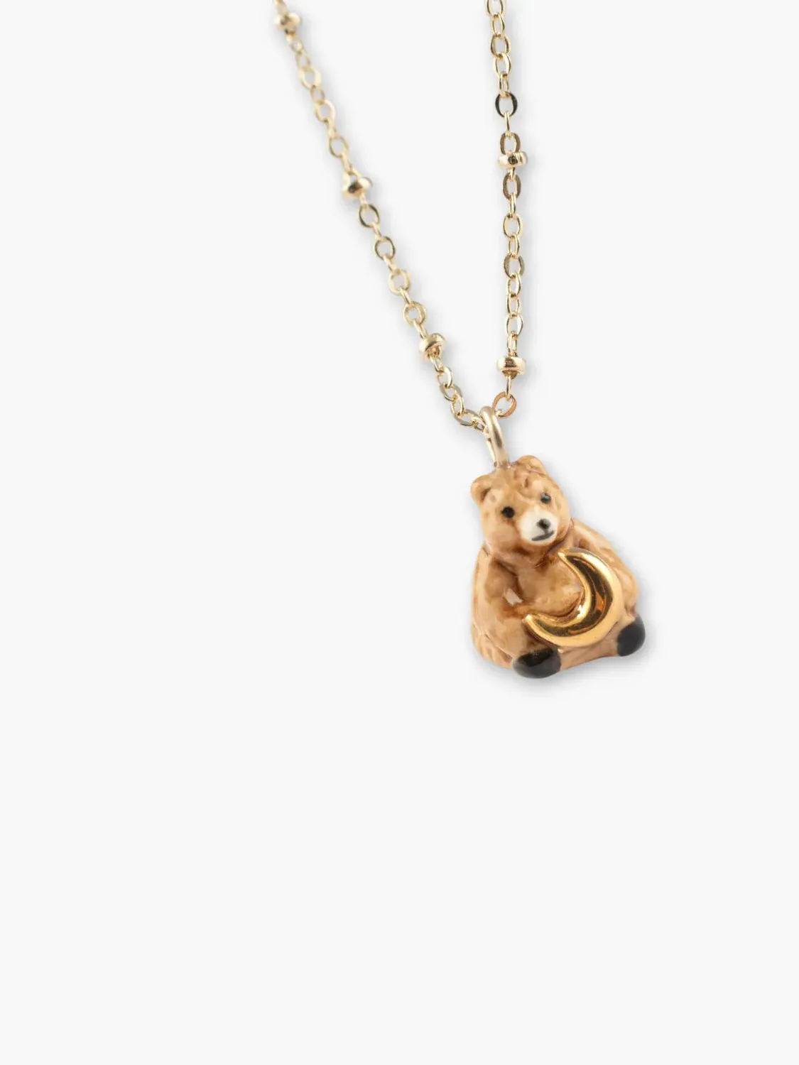 Nach Bijoux Cosmic collier ourson et lune porcelaine